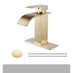 BYH Modern Brushed Gold Single hole 1-handle Waterfall Commercial/Residential Handle Bathroom