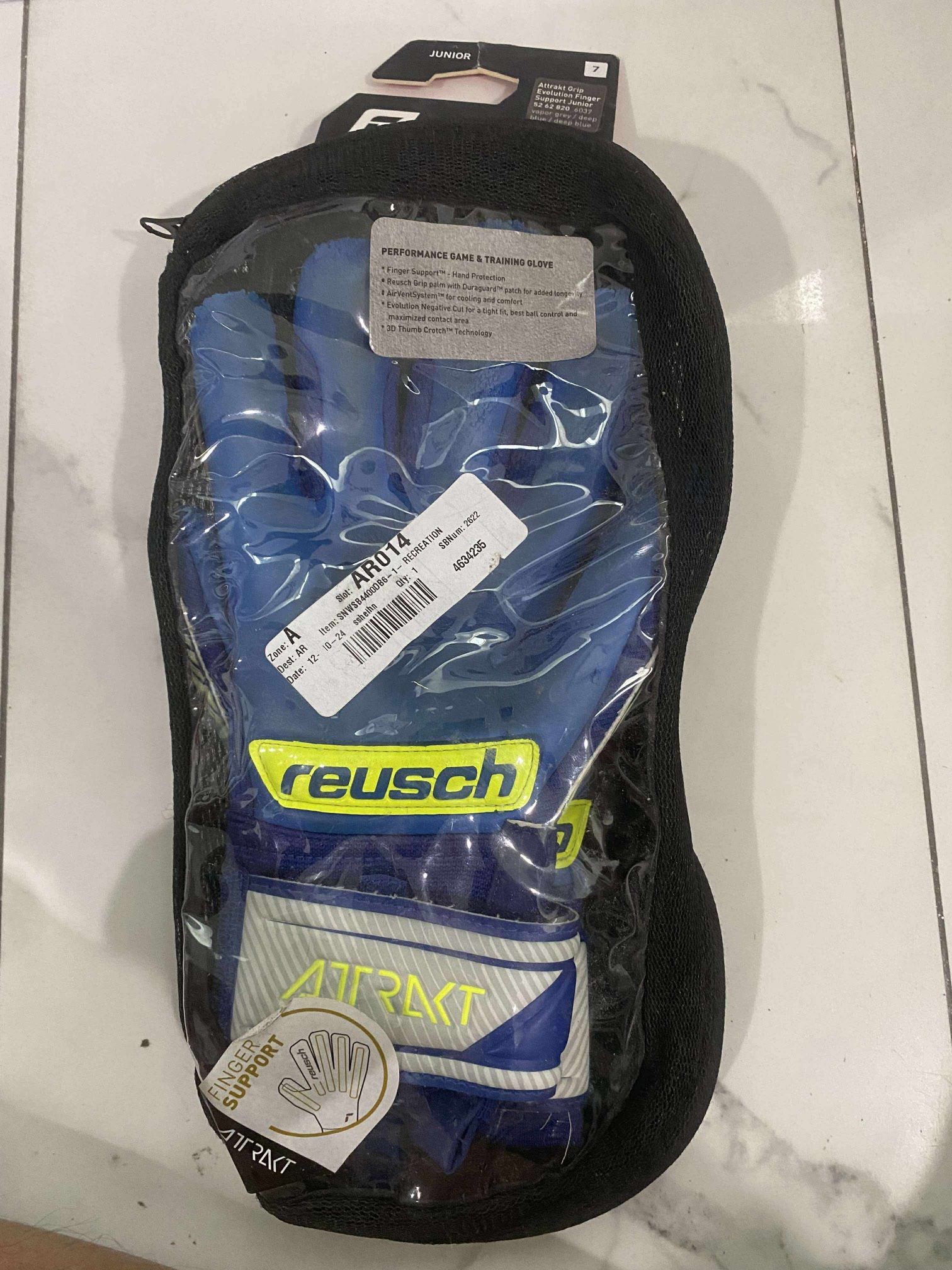 Reusch Hard Ground RG Junior Size 7 Goalkeeper Gloves Blue Green