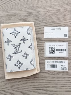 NEW RARE - Louis Vuitton LV Pocket Organizer White Leather Monogram Shadow