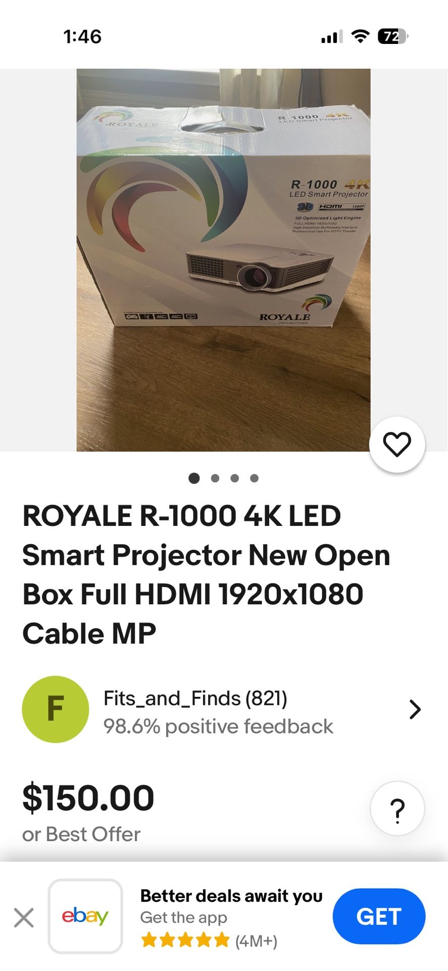 Smart Projector With Screen. New Never Installed.