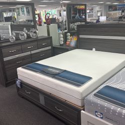 Weekend Deals Now😱Beautiful Grey Glamorous 5pc Bedroom Furniture Set With Storage In Bed & Jewelry Drawers😱