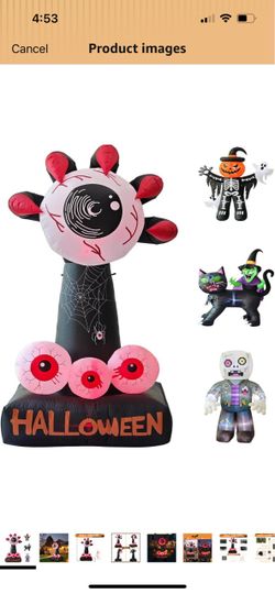 LANGXUN 8ft Eyeball Halloween Inflatable, LED Spooky claws yard prop, giant blow up decoration for outdoor indoor lawn garden patio party