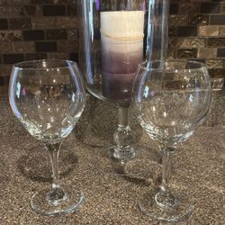 Pair Goblet Glasses W/Hurricane Vase $5