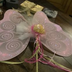 Angel Wings, Pink With Wand