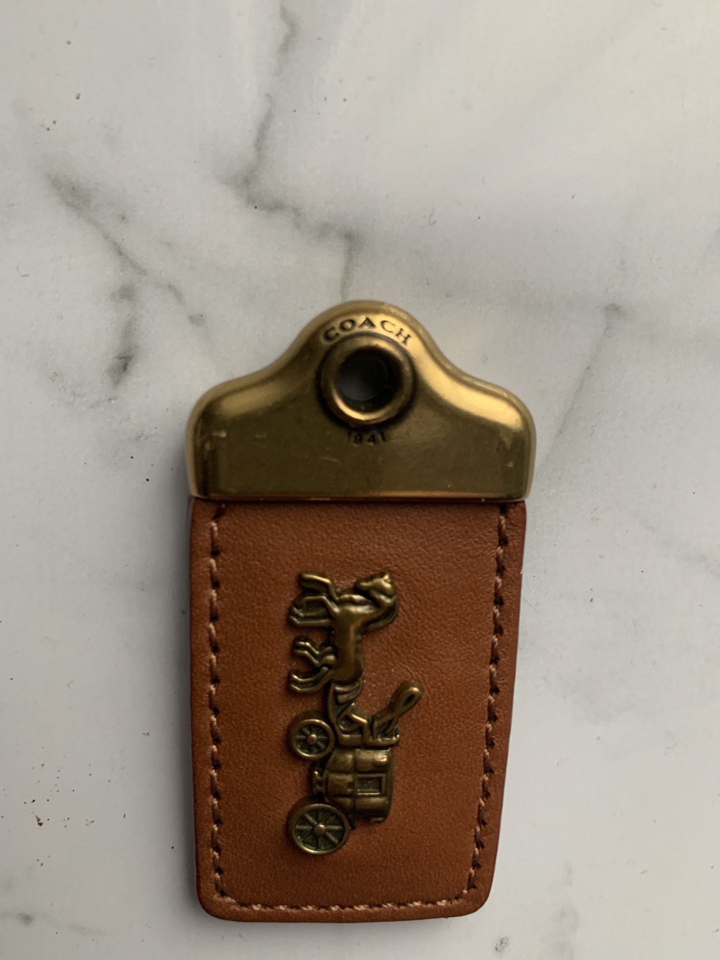 Coach 1941 Horse & Carriage Key Fob Hangtag Charm Leather Brass
