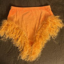 Orange Feather Trim Skirt