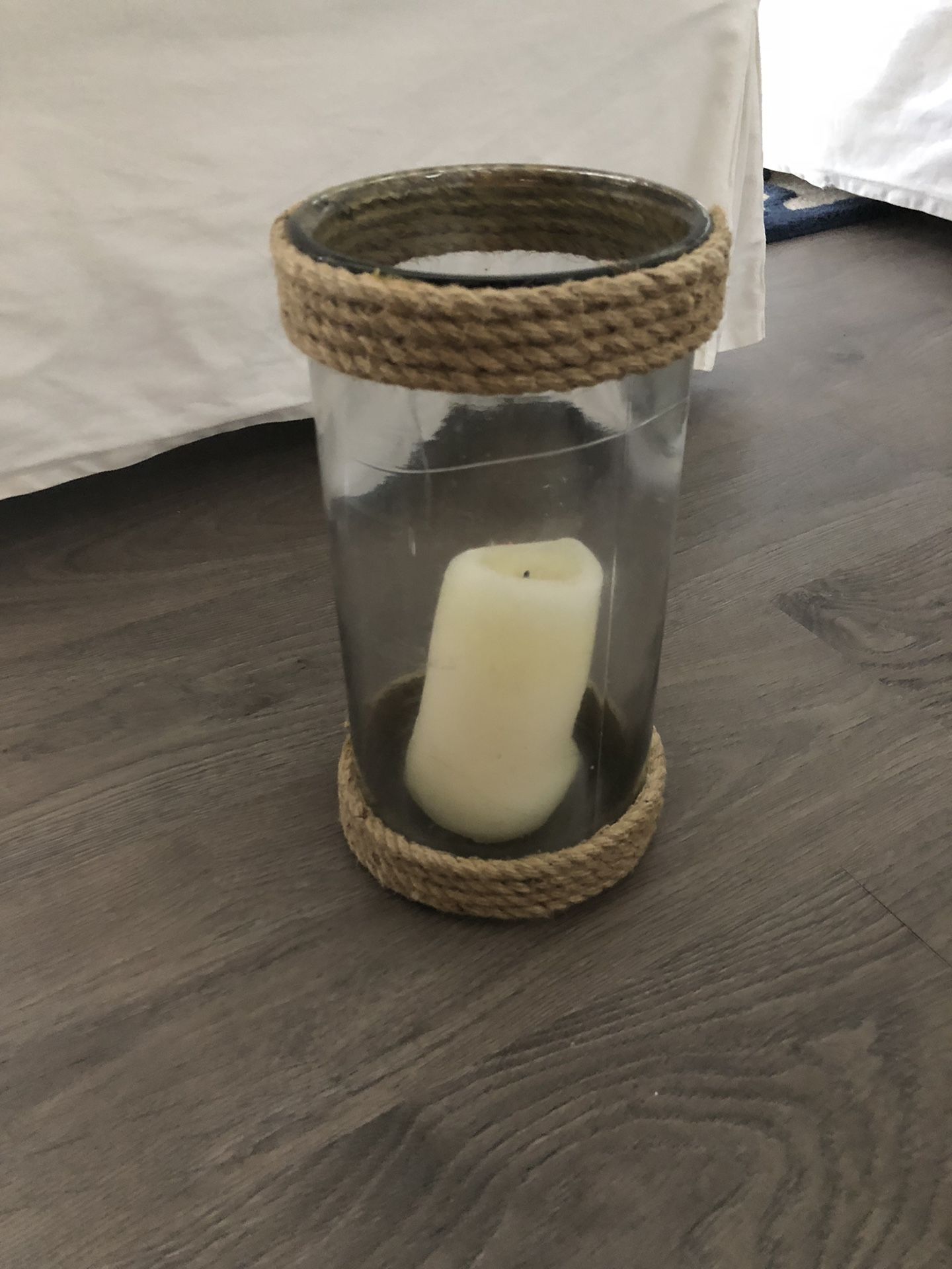 Large glass jar candle holder- coastal decor