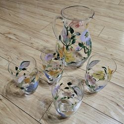 Vintage Royal Danube Beautiful Hand Painted Floral Crystal China Set - Blown Glass in Original Box & Packaging