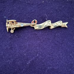 Savvy, Designer, Gold Tone, 3 Inch Long, Metal Vintage Jewelry Pin