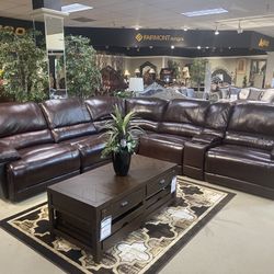 Top Grain Power Reclining Sectional - 6pcs