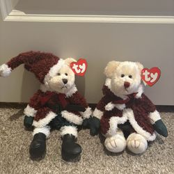 TY Beanie Babies Mr. and Mrs. Clause Bears - Holiday Set (with Tags)