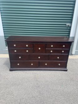 Dark Brown Dresser with 10 Drawers