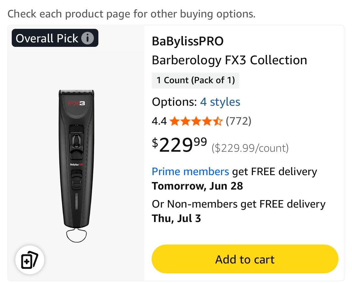Brand New BaBylissPRO Barberology FX3 Clipper Collection