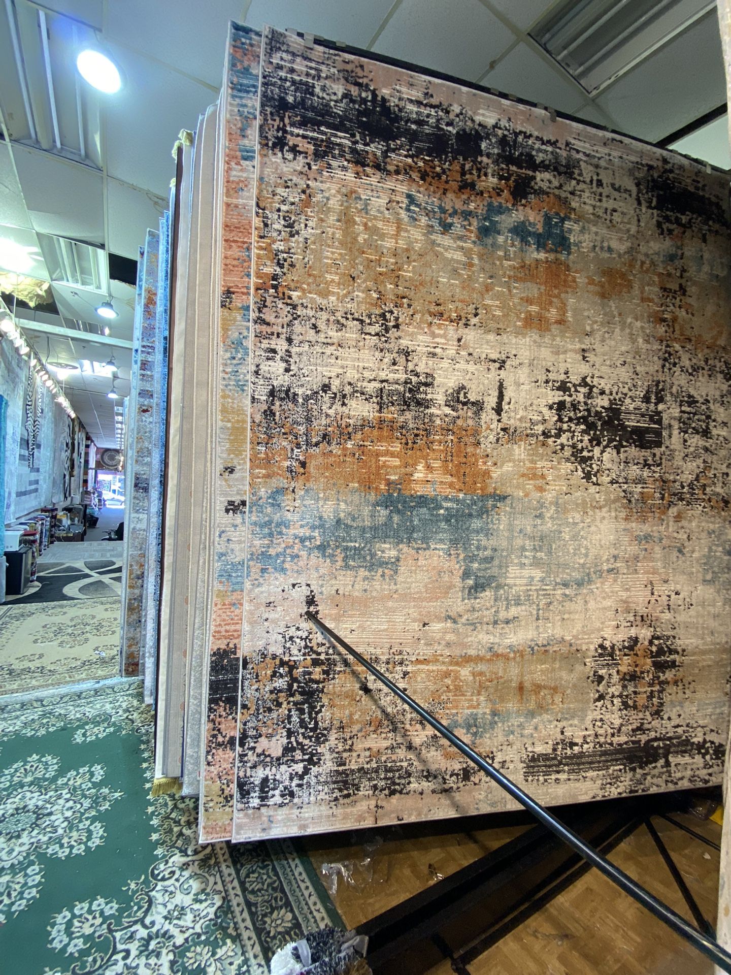 8x10 Area Rugs Carpet Rugs Abstract Desgin Thick Colors Rust Blue Beige Black