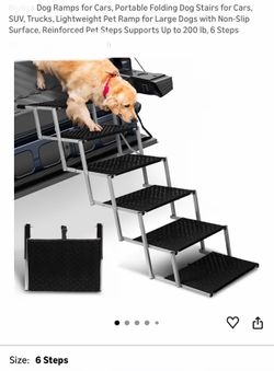 Dog Ramps for Cars, Portable Folding Dog Stairs for Cars, SUV, Trucks, Lightweight Pet Ramp for Large Dogs with Non-Slip Surface, Reinforced Pet Steps