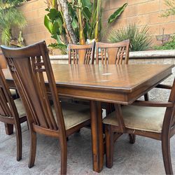 Dining wood table with 6 chairs