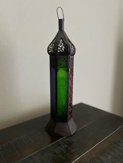 Moroccan style multicolor glass lantern