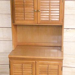 Mid-Century Tall Brown Wood Cabinet with Shelves - Delivered