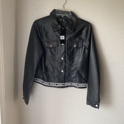 Brand New Woman’s Bebe brand Black Leather Jacket Up For Sale 
