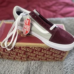 Burgundy and Grey  Vans 