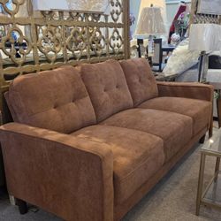 Mid-Century Modern Brown Sofa New