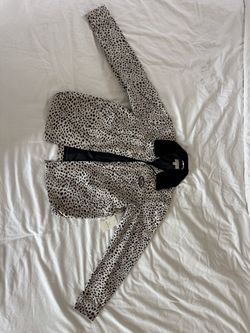 Brixton Cream Bomber Jacket with Black Spot Print and Black Collar NEW WITH TAG!