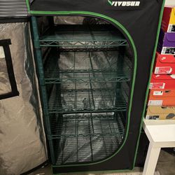 Large Indoor Grow Tent With Metal Shelving