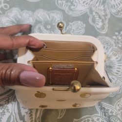 Chic Cream Coach Coin Purse