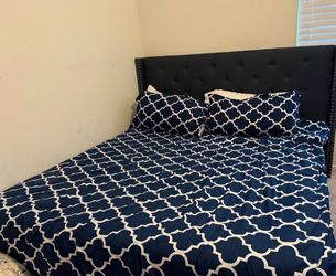 King size memory foam bed and headboard