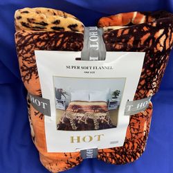 King Flannel Blanket Leopard
