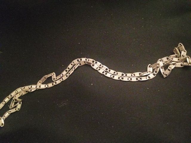 14"  Woman Mex 925 Silver Diamond Cut Marinar Necklace