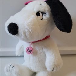 Peanuts Snoopy Sister Belle Plush 10” Seated Peanut Worldwide Girl White Dog