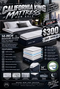 🛏️ BRAND NEW CALIFORNIA KING MATTRESS — $300