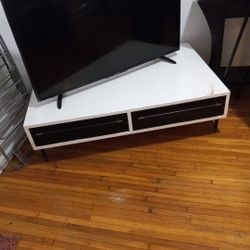 White TV Stand With 2 Draws. 55 Inches Wide