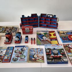 Thomas & Friends Collection! Books, Puzzles, Pez Dispensers, 3 Trains And Carry Along Thomas Case 