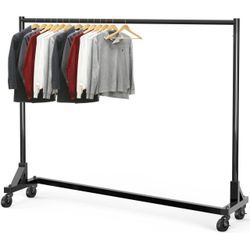 Industrial Grade Z-Base Garment Rack, 500lb Load with 62 Inches Extra Long Bar, Blsck