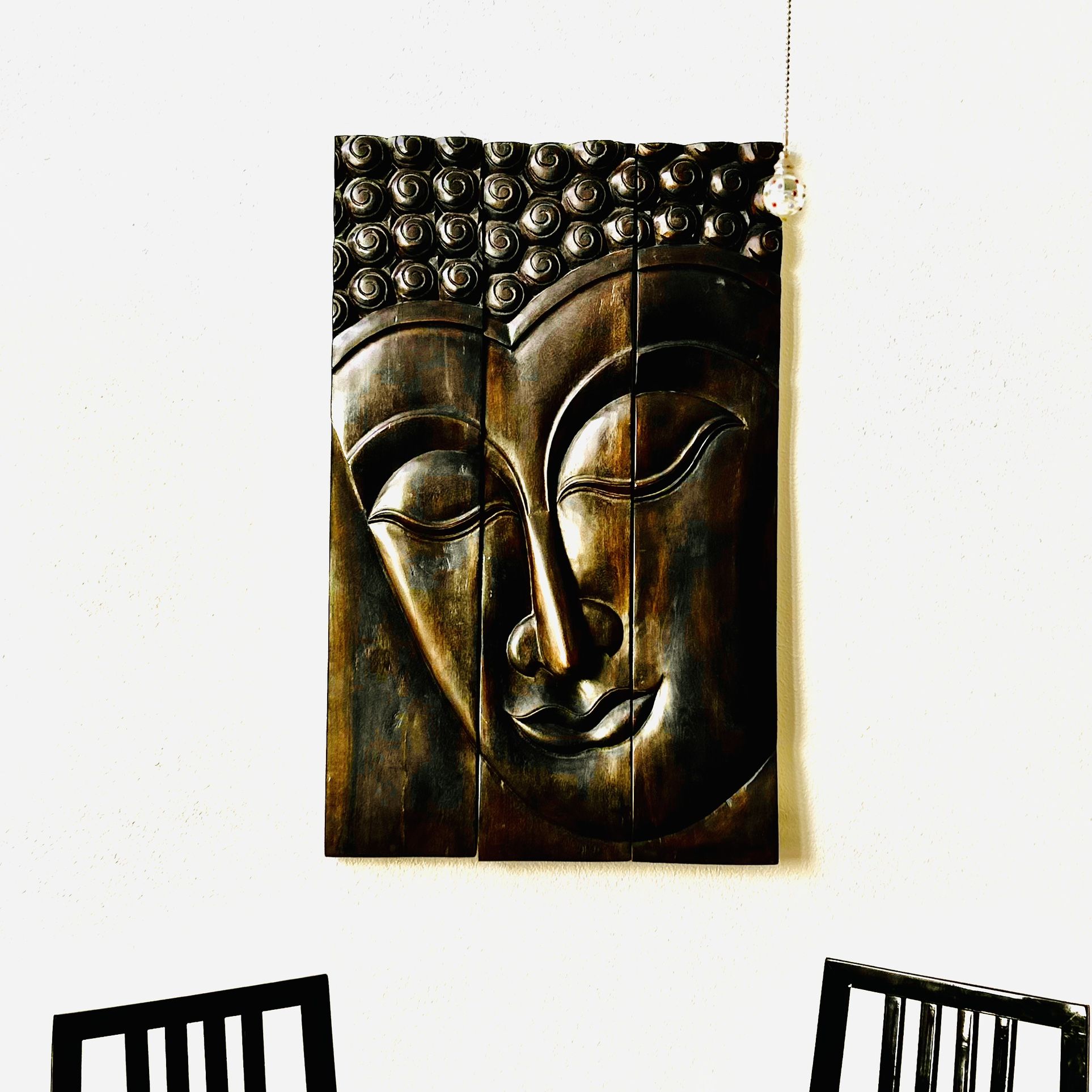 Monkey Pod Wood Mocha Oil Serene Buddha Panel (Thailand)