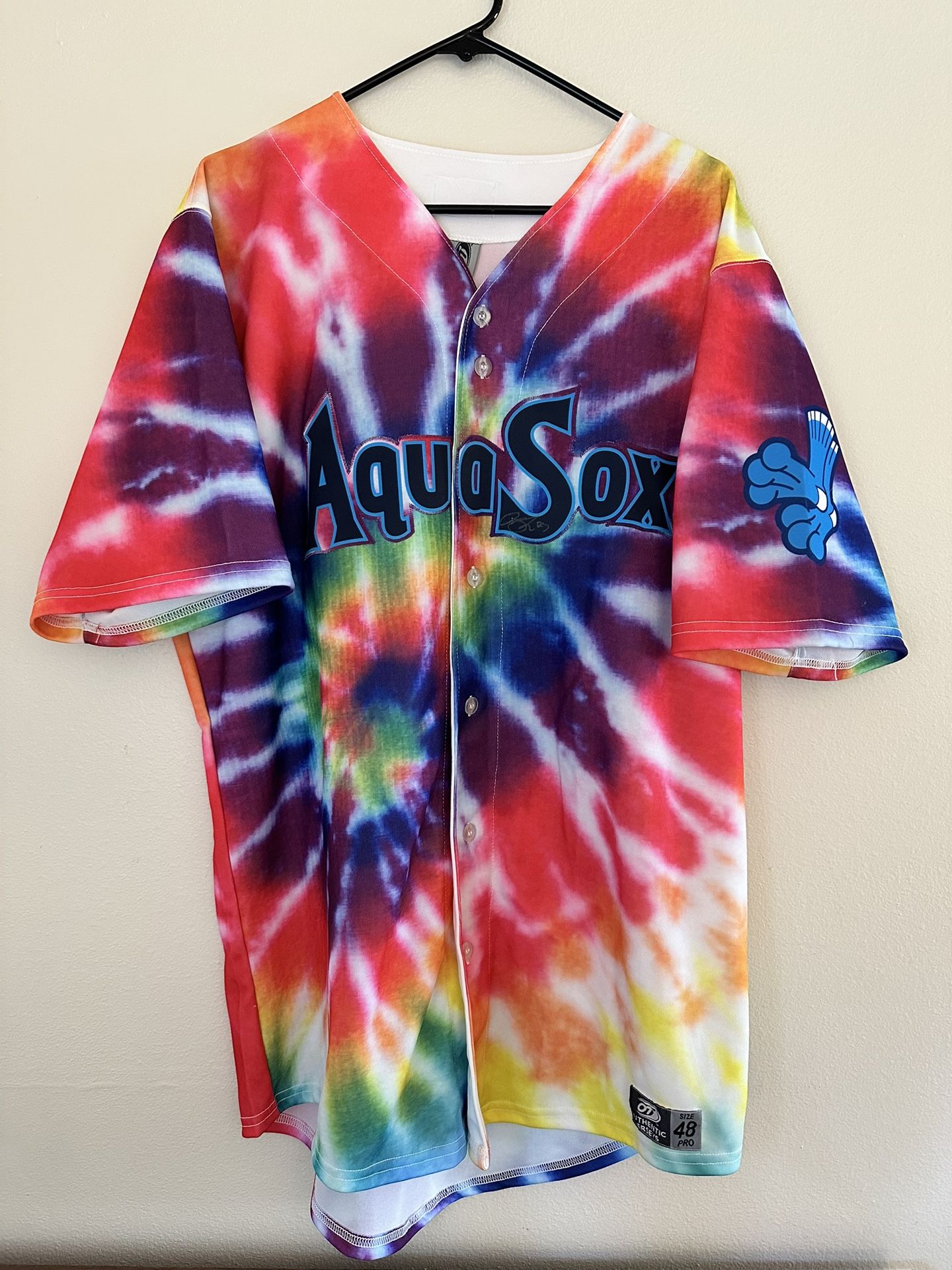 Everett Aquasox Tie Die Baseball Jersey Size 48