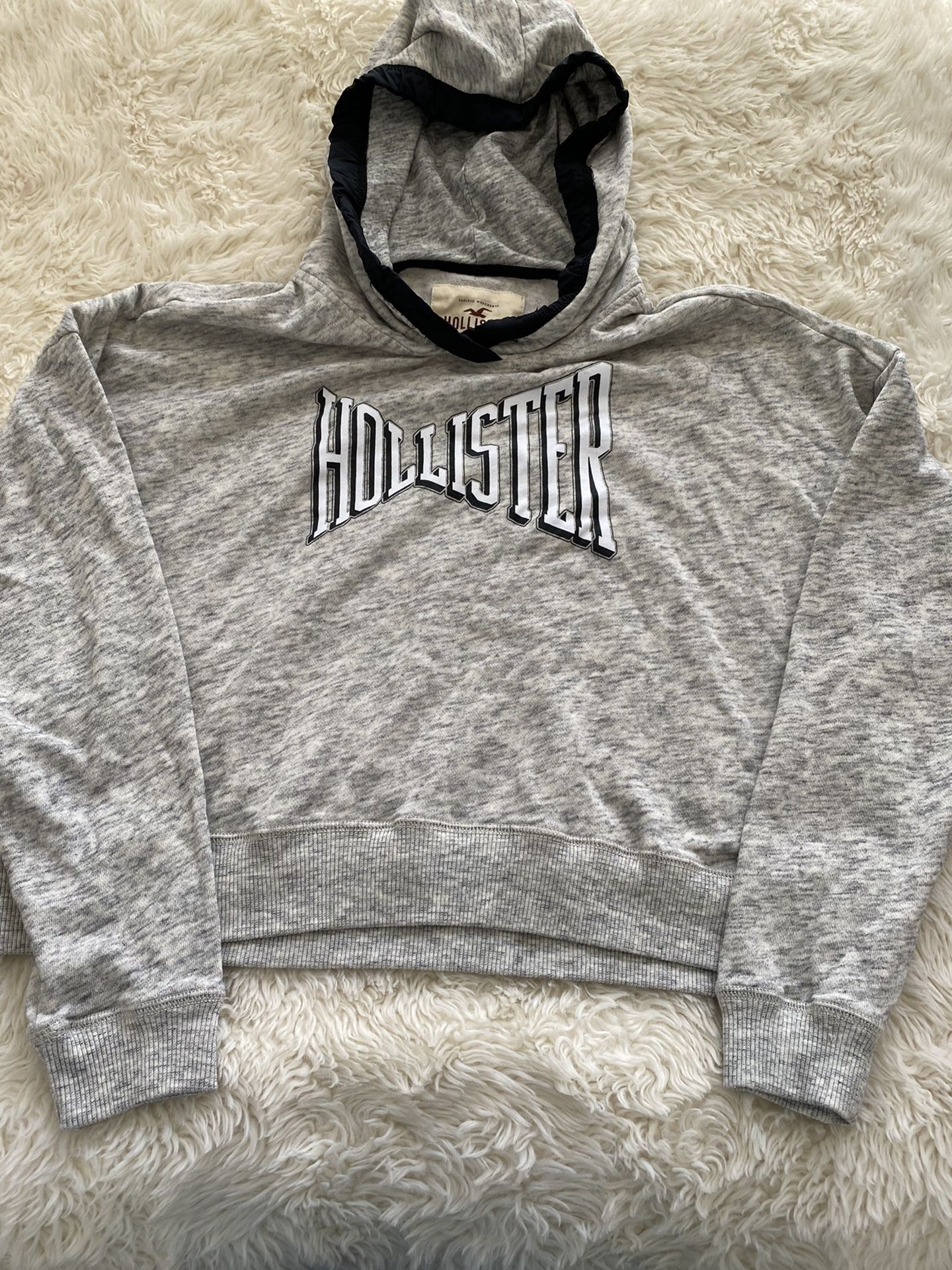 Hollister  Logo Oversized Gray Hoodie  Sweatshirt 