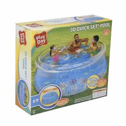 PLAY DAY Inflatable 8ft X 30in Pool 3D Transparent Quick Set 