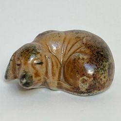Vintage Miniature Sleeping Dog Figurine - Japan