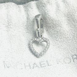 Michael Kors Sterling Silver Pavé Heart Charm