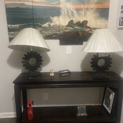 Lamp , Table And Painting For Sale 