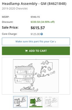 2019 - 2020 Silverado 1500 Left Headlight 