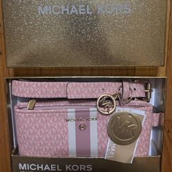 Michael Kors NEW In Box Logo Pink Adjustable Waist Belt Bag