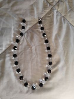 Black and smoky quartz Crystal Beaded Necklace