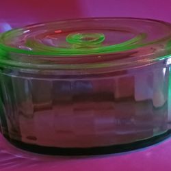 Uranium Anchor Hocking Ribbed Refrigerator Dish Oval 4X6 With Lid