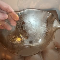Amber Etched Glass Console Bowl