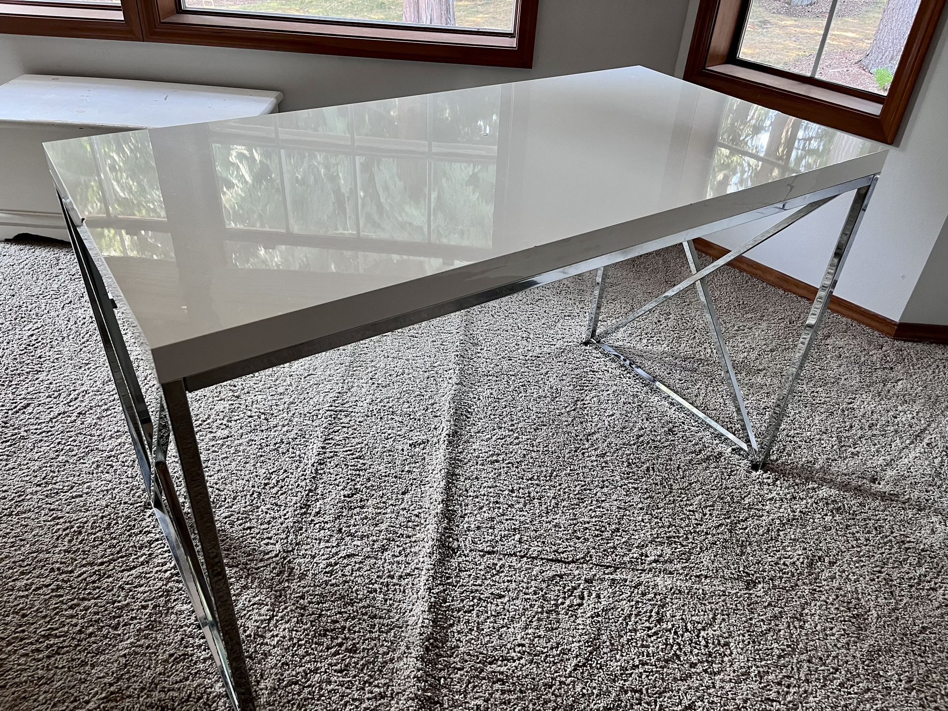 Modern White Gloss & Chrome Desk by Wayfair