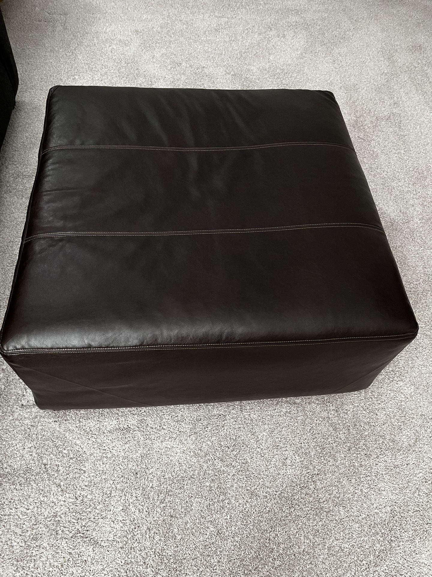 Black Leather Ottoman